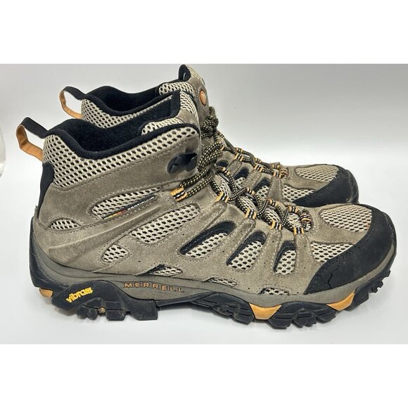 Merrell Moab Ventilator Mid Waterproof Hiking Boots Mens 11 Walnut Brown Vibram